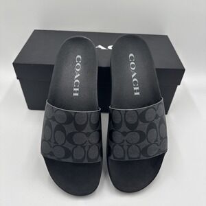 Coach FG2402 Signature PVC Slide Sandals Black Men's Size 11 D New in Box